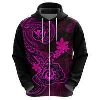 Hawaii Hoodie Shaka Tattoo Mix Polynesian Plumeria Pink Version - Wonder Print Shop