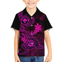 Hawaii Kid Hawaiian Shirt Shaka Tattoo Mix Polynesian Plumeria Pink Version - Wonder Print Shop