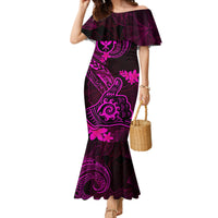 Hawaii Mermaid Dress Shaka Tattoo Mix Polynesian Plumeria Pink Version - Wonder Print Shop
