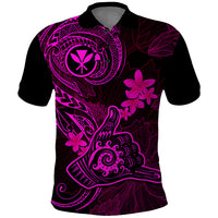 Hawaii Polo Shirt Shaka Tattoo Mix Polynesian Plumeria Pink Version - Wonder Print Shop
