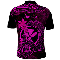 Hawaii Polo Shirt Shaka Tattoo Mix Polynesian Plumeria Pink Version - Wonder Print Shop