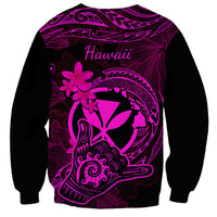 Hawaii Sweatshirt Shaka Tattoo Mix Polynesian Plumeria Pink Version - Wonder Print Shop