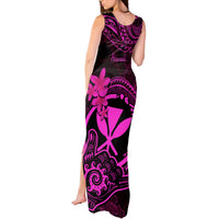 Hawaii Tank Maxi Dress Shaka Tattoo Mix Polynesian Plumeria Pink Version - Wonder Print Shop
