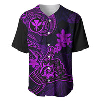 Hawaii Baseball Jersey Shaka Tattoo Mix Polynesian Plumeria Purple Version - Wonder Print Shop