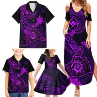 Hawaii Family Matching Summer Maxi Dress and Hawaiian Shirt Shaka Tattoo Mix Polynesian Plumeria Purple Version - Wonder Print Shop
