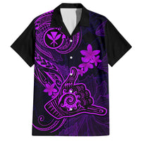 Hawaii Family Matching Summer Maxi Dress and Hawaiian Shirt Shaka Tattoo Mix Polynesian Plumeria Purple Version - Wonder Print Shop
