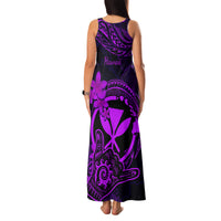 Hawaii Family Matching Tank Maxi Dress and Hawaiian Shirt Shaka Tattoo Mix Polynesian Plumeria Purple Version - Wonder Print Shop