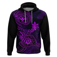 Hawaii Hoodie Shaka Tattoo Mix Polynesian Plumeria Purple Version - Wonder Print Shop