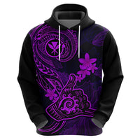Hawaii Hoodie Shaka Tattoo Mix Polynesian Plumeria Purple Version - Wonder Print Shop