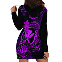 Hawaii Hoodie Dress Shaka Tattoo Mix Polynesian Plumeria Purple Version - Wonder Print Shop