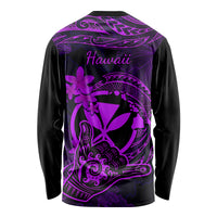Hawaii Long Sleeve Shirt Shaka Tattoo Mix Polynesian Plumeria Purple Version - Wonder Print Shop