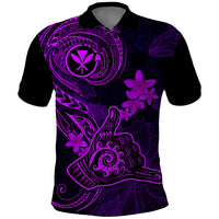 Hawaii Polo Shirt Shaka Tattoo Mix Polynesian Plumeria Purple Version - Wonder Print Shop