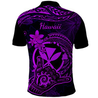 Hawaii Polo Shirt Shaka Tattoo Mix Polynesian Plumeria Purple Version - Wonder Print Shop