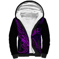 Hawaii Sherpa Hoodie Shaka Tattoo Mix Polynesian Plumeria Purple Version - Wonder Print Shop