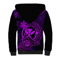 Hawaii Sherpa Hoodie Shaka Tattoo Mix Polynesian Plumeria Purple Version - Wonder Print Shop