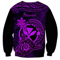Hawaii Sweatshirt Shaka Tattoo Mix Polynesian Plumeria Purple Version - Wonder Print Shop