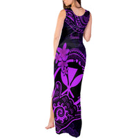 Hawaii Tank Maxi Dress Shaka Tattoo Mix Polynesian Plumeria Purple Version - Wonder Print Shop