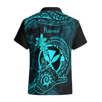 Hawaii Hawaiian Shirt Shaka Tattoo Mix Polynesian Plumeria Turquoise Version - Wonder Print Shop