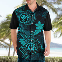Hawaii Hawaiian Shirt Shaka Tattoo Mix Polynesian Plumeria Turquoise Version - Wonder Print Shop