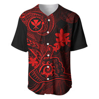 Hawaii Baseball Jersey Shaka Tattoo Mix Polynesian Plumeria Red Version - Wonder Print Shop
