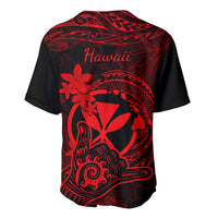 Hawaii Baseball Jersey Shaka Tattoo Mix Polynesian Plumeria Red Version - Wonder Print Shop