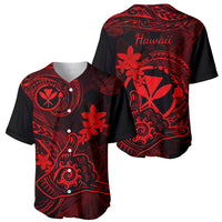 Hawaii Baseball Jersey Shaka Tattoo Mix Polynesian Plumeria Red Version - Wonder Print Shop