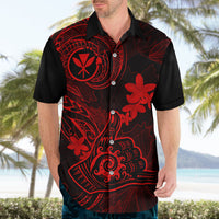 Hawaii Hawaiian Shirt Shaka Tattoo Mix Polynesian Plumeria Red Version - Wonder Print Shop