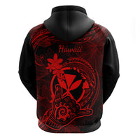 Hawaii Hoodie Shaka Tattoo Mix Polynesian Plumeria Red Version - Wonder Print Shop
