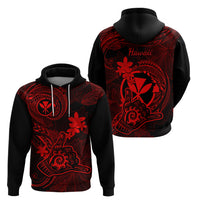 Hawaii Hoodie Shaka Tattoo Mix Polynesian Plumeria Red Version - Wonder Print Shop