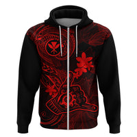 Hawaii Hoodie Shaka Tattoo Mix Polynesian Plumeria Red Version - Wonder Print Shop