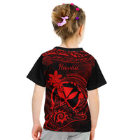 Hawaii Kid T Shirt Shaka Tattoo Mix Polynesian Plumeria Red Version - Wonder Print Shop