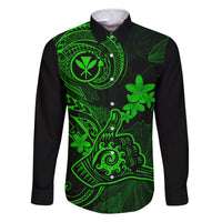 Hawaii Family Matching Puletasi Dress and Hawaiian Shirt Shaka Tattoo Mix Polynesian Plumeria Green Version - Wonder Print Shop