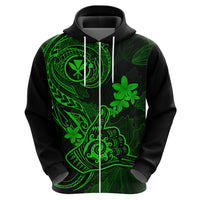 Hawaii Hoodie Shaka Tattoo Mix Polynesian Plumeria Green Version - Wonder Print Shop