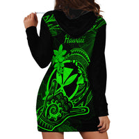 Hawaii Hoodie Dress Shaka Tattoo Mix Polynesian Plumeria Green Version - Wonder Print Shop