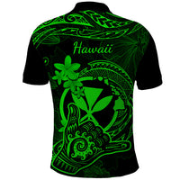 Hawaii Polo Shirt Shaka Tattoo Mix Polynesian Plumeria Green Version - Wonder Print Shop