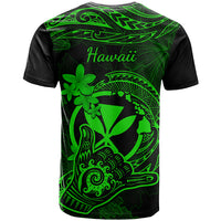 Hawaii T Shirt Shaka Tattoo Mix Polynesian Plumeria Green Version - Wonder Print Shop