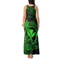 Hawaii Tank Maxi Dress Shaka Tattoo Mix Polynesian Plumeria Green Version - Wonder Print Shop