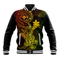 Hawaii Baseball Jacket Hammerhead Shark Tattoo Mix Polynesian Plumeria Reggae Version - Wonder Print Shop