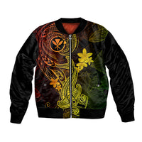 Hawaii Bomber Jacket Hammerhead Shark Tattoo Mix Polynesian Plumeria Reggae Version - Wonder Print Shop