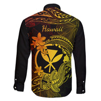 Hawaii Family Matching Off Shoulder Short Dress and Hawaiian Shirt Hammerhead Shark Tattoo Mix Polynesian Plumeria Reggae Version - Wonder Print Shop