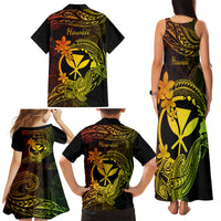 Hawaii Family Matching Tank Maxi Dress and Hawaiian Shirt Hammerhead Shark Tattoo Mix Polynesian Plumeria Reggae Version - Wonder Print Shop