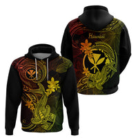 Hawaii Hoodie Hammerhead Shark Tattoo Mix Polynesian Plumeria Reggae Version - Wonder Print Shop
