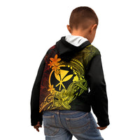 Hawaii Kid Hoodie Hammerhead Shark Tattoo Mix Polynesian Plumeria Reggae Version - Wonder Print Shop