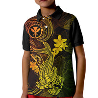 Hawaii Kid Polo Shirt Hammerhead Shark Tattoo Mix Polynesian Plumeria Reggae Version - Wonder Print Shop