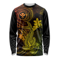 Hawaii Long Sleeve Shirt Hammerhead Shark Tattoo Mix Polynesian Plumeria Reggae Version - Wonder Print Shop