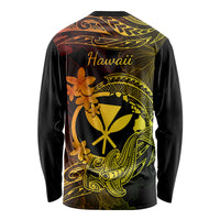 Hawaii Long Sleeve Shirt Hammerhead Shark Tattoo Mix Polynesian Plumeria Reggae Version - Wonder Print Shop
