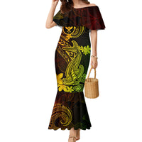 Hawaii Mermaid Dress Hammerhead Shark Tattoo Mix Polynesian Plumeria Reggae Version - Wonder Print Shop