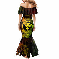 Hawaii Mermaid Dress Hammerhead Shark Tattoo Mix Polynesian Plumeria Reggae Version - Wonder Print Shop