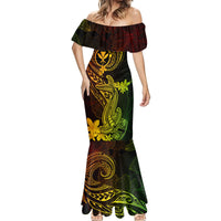 Hawaii Mermaid Dress Hammerhead Shark Tattoo Mix Polynesian Plumeria Reggae Version - Wonder Print Shop