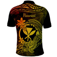 Hawaii Polo Shirt Hammerhead Shark Tattoo Mix Polynesian Plumeria Reggae Version - Wonder Print Shop
